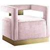 Meridian Furniture Armani Pink Velvet Accent Chair with Gold Base