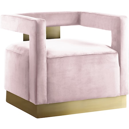 Pink Velvet Accent Chair with Gold Base