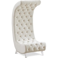 Contemporary Cream Velvet Upholstered Accent Chair