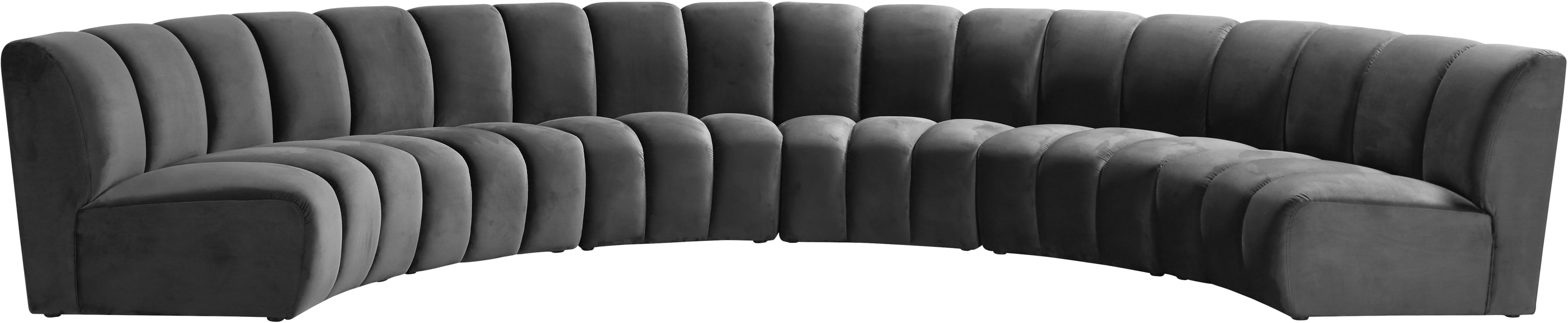 Meridian Furniture Infinity 638Grey6PC Infinity Grey Velvet 6pc. Modular Sectional Corner