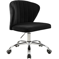 Contemporary Black Velvet Swivel Office Chair with Chrome Base