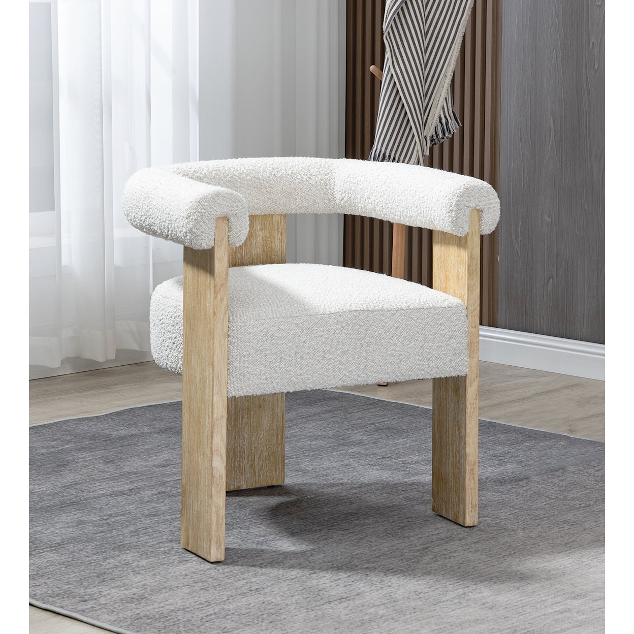 Meridian Furniture Barrel Barrel Dining Chair with Natural Frame