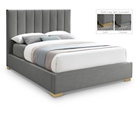 Pierce Grey Linen Textured Fabric King Bed