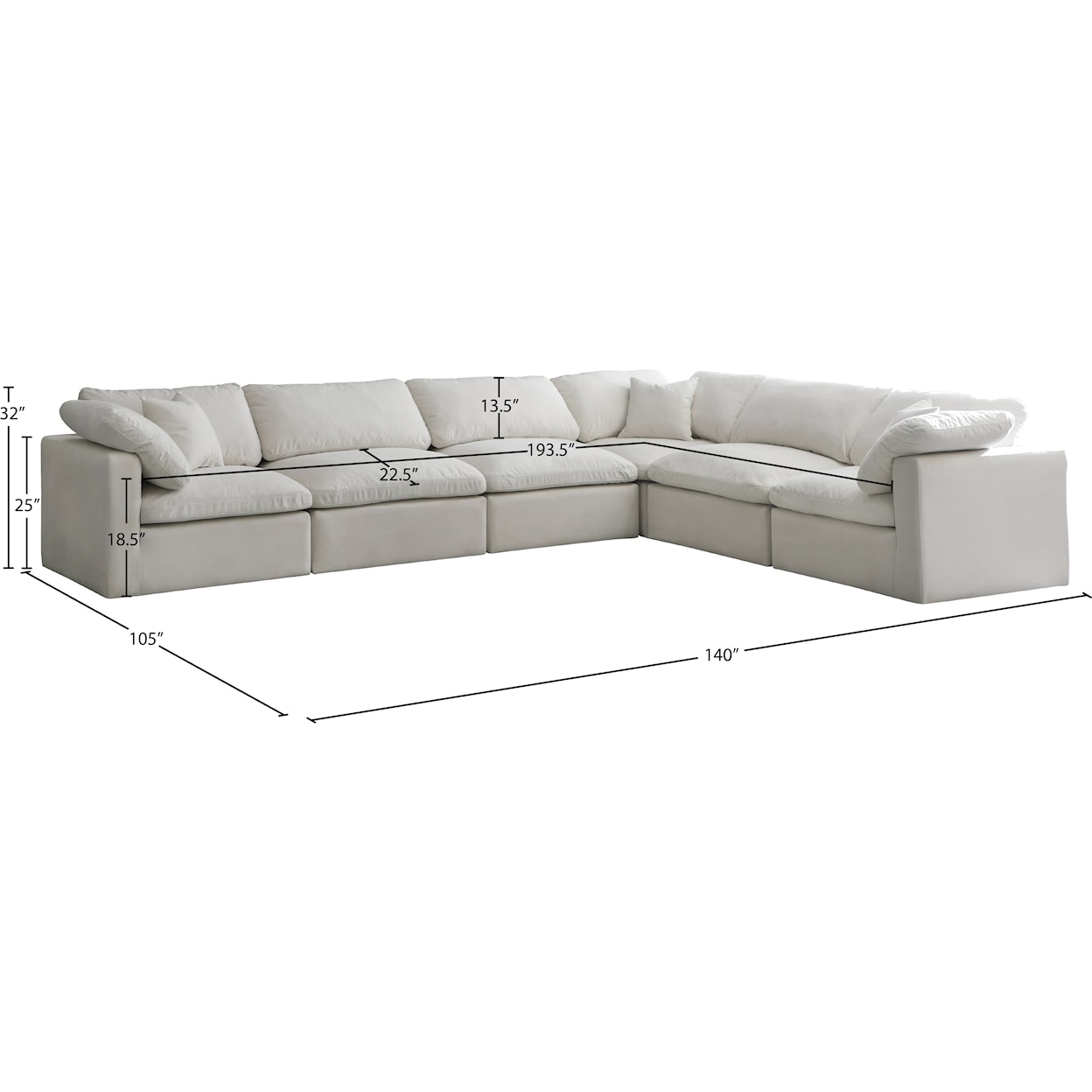 Meridian Furniture Plush Standard Comfort Modular Sectional