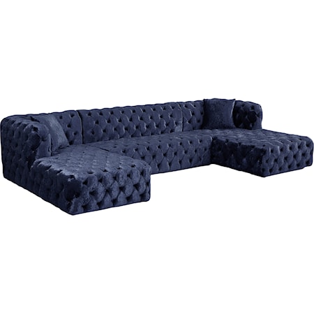 3-Piece Velvet Sectional Sofa with Tufting