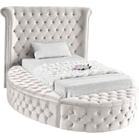 Luxus Cream Velvet Twin Bed (3 Boxes)