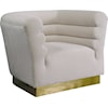 Meridian Furniture Bellini Cream Velvet Accent Chair with Gold Base