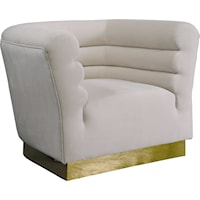 Contemporary Cream Velvet Accent Chair with Gold Base