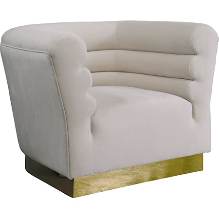 Cream Velvet Accent Chair with Gold Base