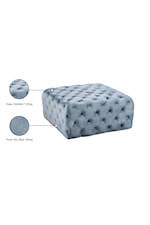 Meridian Furniture Ariel Contemporary Navy Velvet Accent Ottoman with Tufting