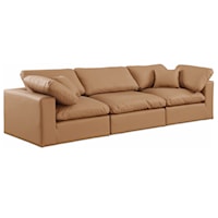 Comfy Cognac Faux Leather Modular Sofa