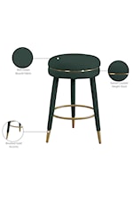 Meridian Furniture Coral Contemporary Upholstered Green Velvet Counter Stool