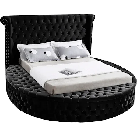 Luxus Black Velvet Queen Bed (3 Boxes)