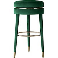 Contemporary Upholstered Green Velvet Counter Stool