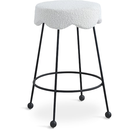 Upholstered Cream Boucle Counter Stool