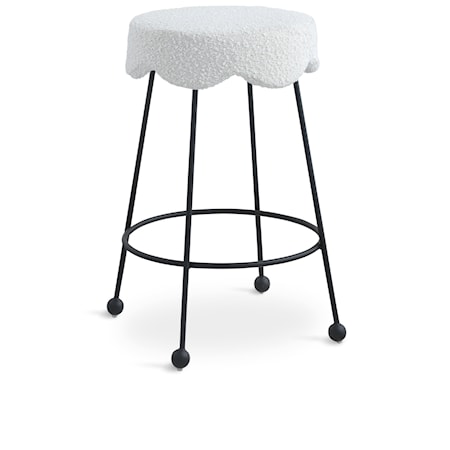 Upholstered Cream Boucle Counter Stool