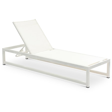 Maldives Cream Mesh Water Resistant Fabric Outdoor Patio Adjustable Sun Chaise Lounge Chair