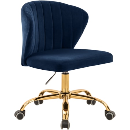 Navy Velvet Office Chair with Gold Base