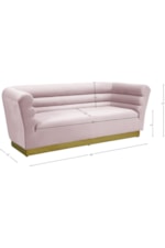 Meridian Furniture Bellini Contemporary Grey Velvet Sofa with Gold Steel Base