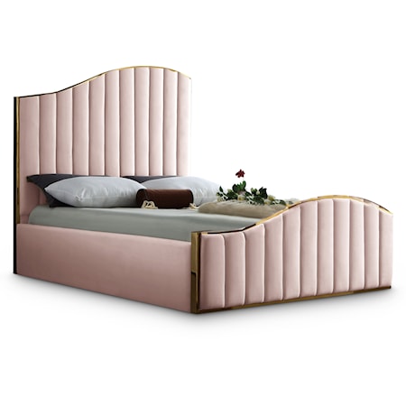 Jolie Pink Velvet King Bed (3 Boxes)