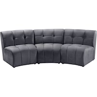 Limitless Grey Velvet 3Pc. Modular Sectional