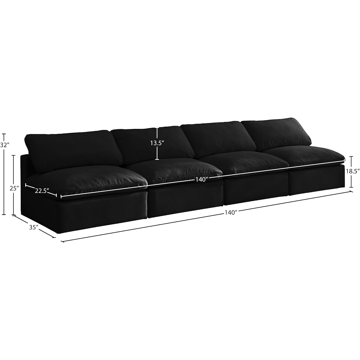 Meridian Furniture Plush Standard Comfort Modular Sofa