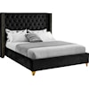 Meridian Furniture Barolo Upholstered Black Velvet Queen Bed