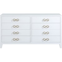 Contemporary Bowtie Dresser White / Gold