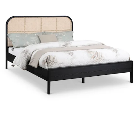 Siena Black Ash Wood Queen Bed (3 Boxes)