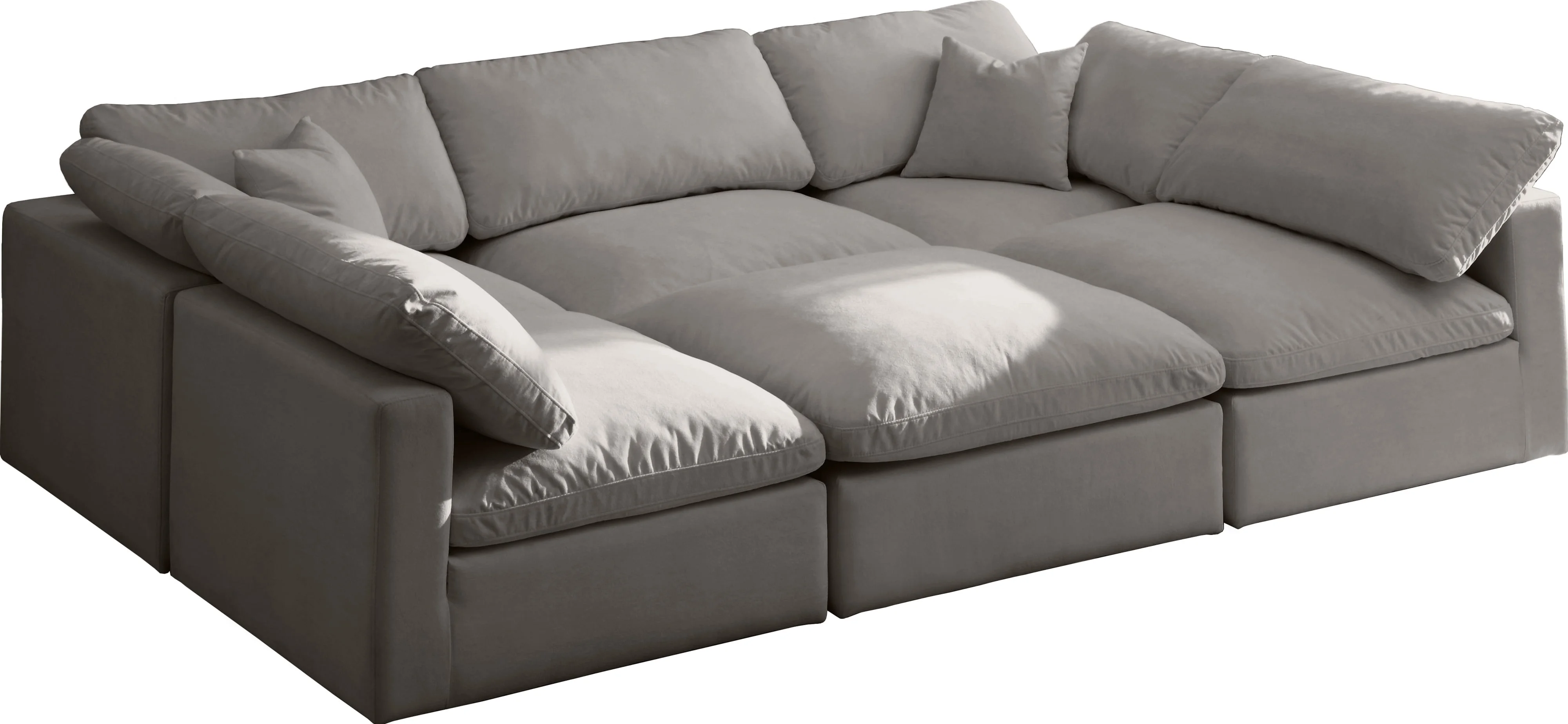 Meridian Furniture Plush 602GreySec6C Plush Grey Velvet Standard Cloud