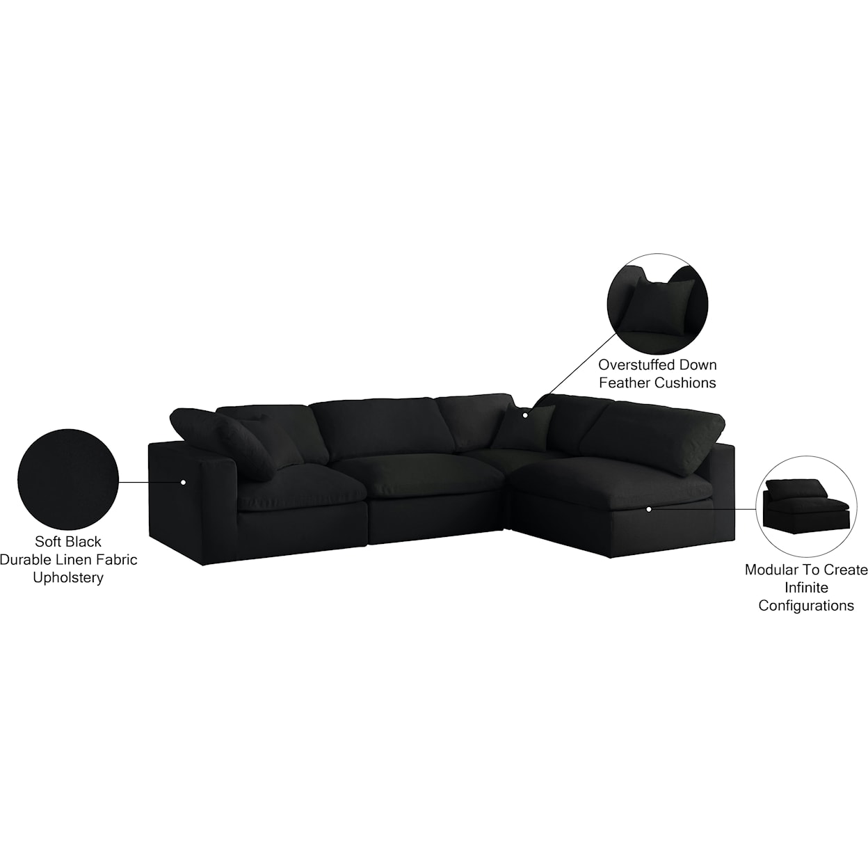 Meridian Furniture Serene Deluxe Comfort Modular Sectional