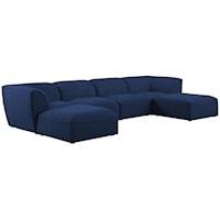 Miramar Navy Durable Linen Textured Modular Sectional