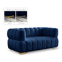 Gwen Navy Velvet Loveseat