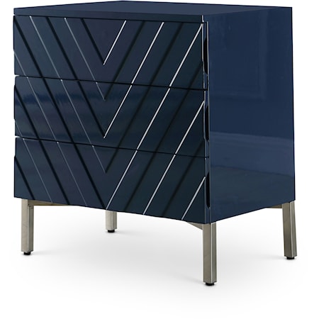 Navy Side Table with 3 Drawers