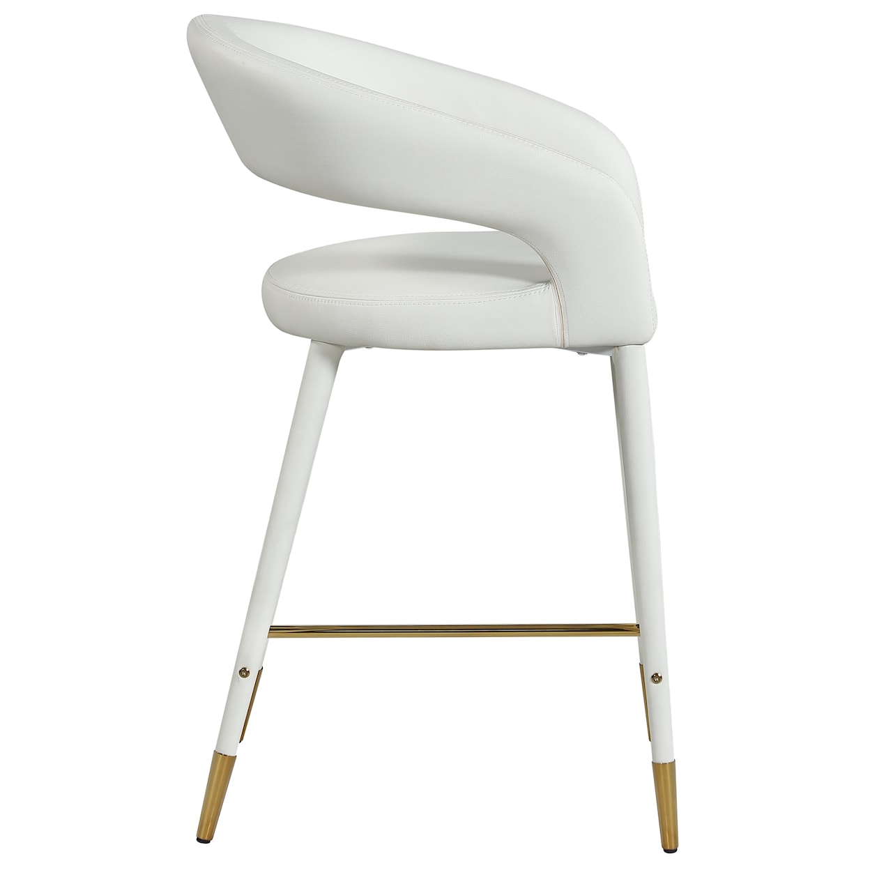 Meridian Furniture Destiny Upholstered White Faux Leather Counter Stool