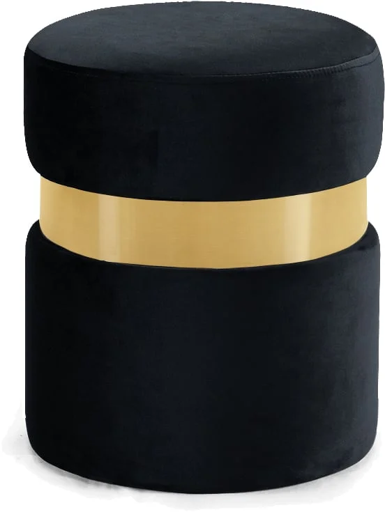 Meridian Furniture Hailey 132Black Hailey Black Velvet Ottoman/Stool