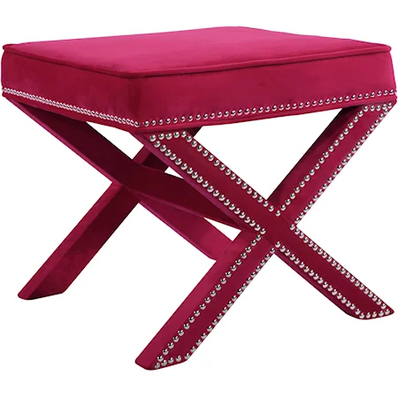 Nixon Pink Velvet Ottoman/Bench