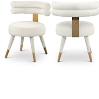 Contemporary Upholstered Cream Velvet Dining Chair