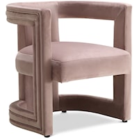 Contemporary Pink Velvet Accent Barrel Chair