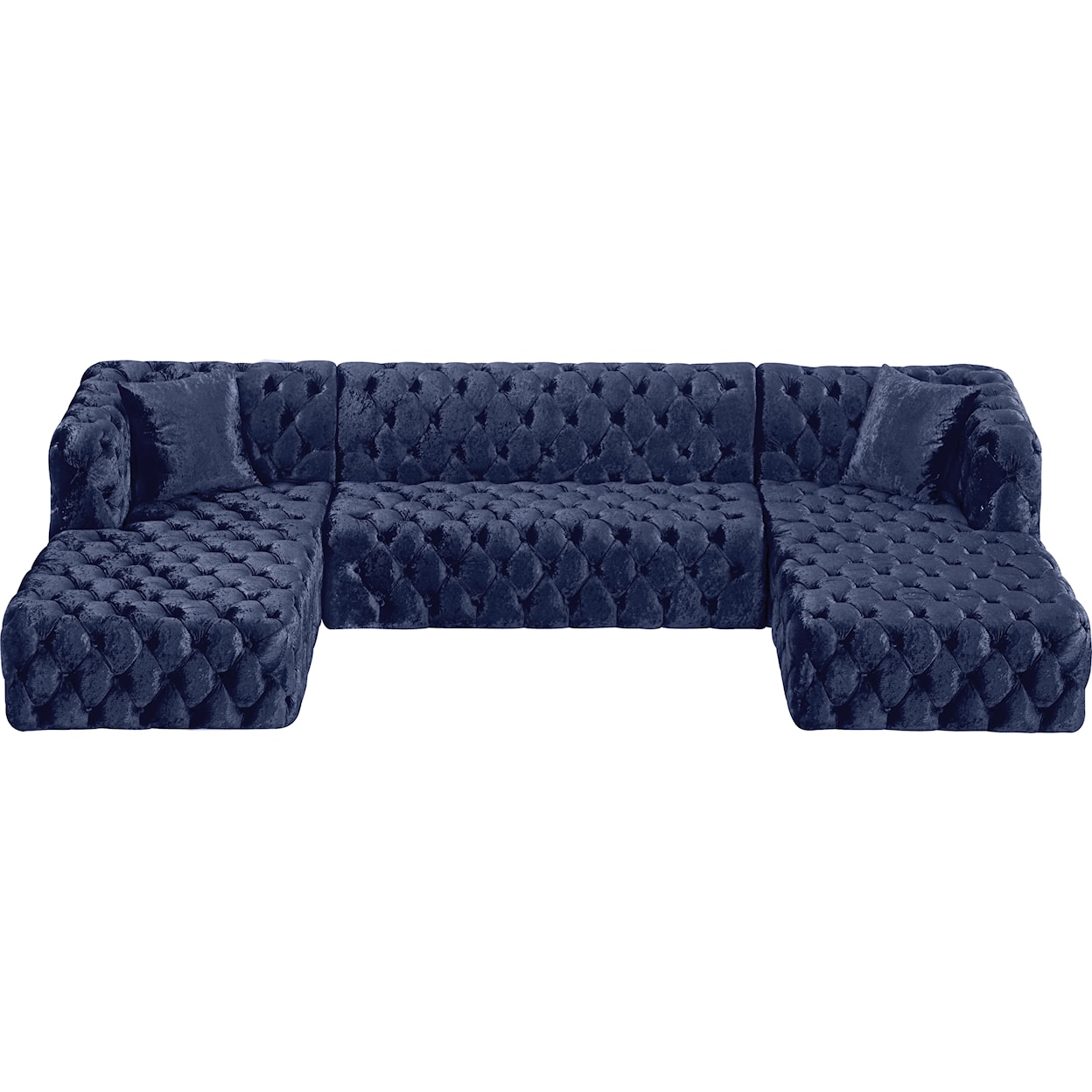 Meridian Furniture Coco 3-Piece Velvet Sectional Sofa with Tufting