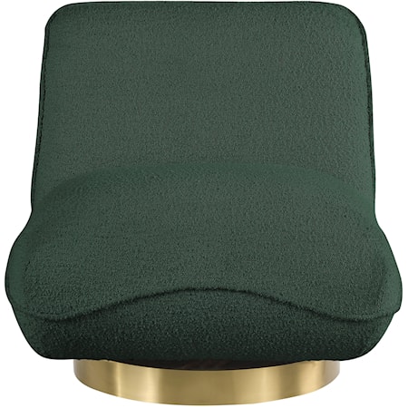 Contemporary Geneva Swivel Accent Chair Green Boucle Fabric