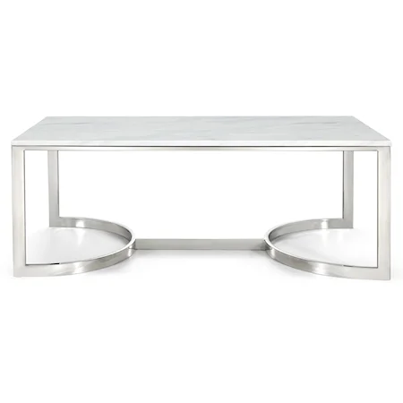 Chrome Coffee Table with White Marble Top