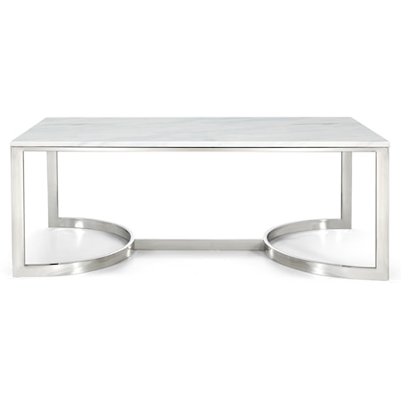 Chrome Coffee Table with White Marble Top