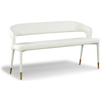 Contemporary Upholstered White Faux Leather Bench