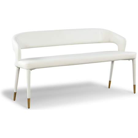 Upholstered White Faux Leather Bench