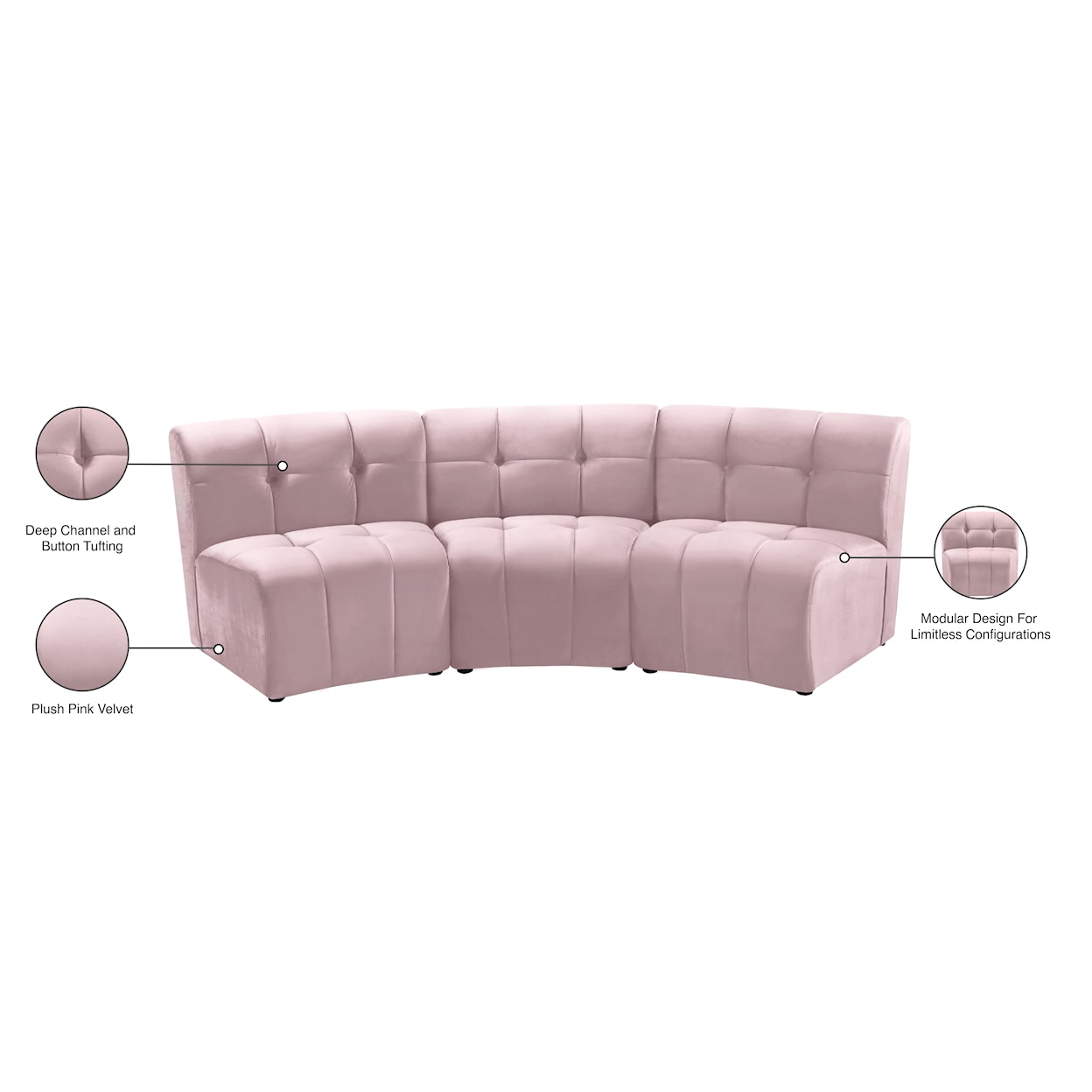 Meridian Furniture Limitless 3pc. Modular Sectional