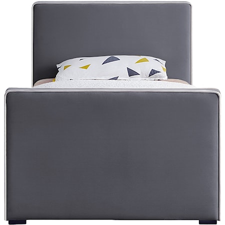 Contemporary Dillard Twin Bed Grey Velvet
