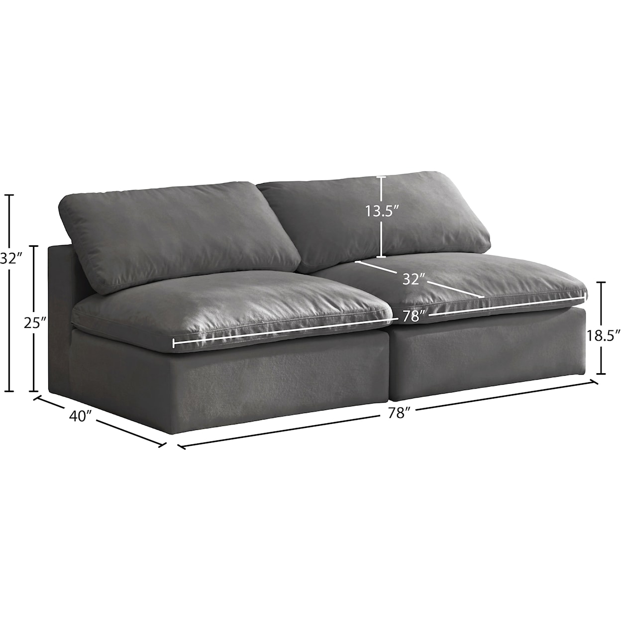 Meridian Furniture Cozy Comfort Modular Armless Sofa