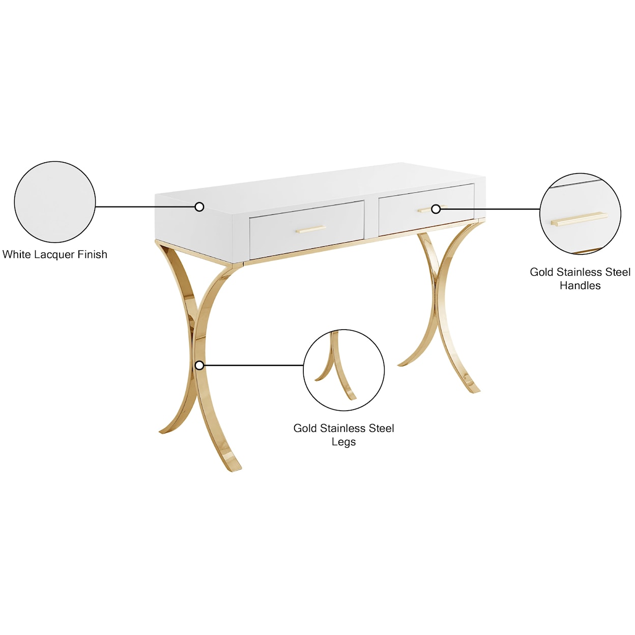Meridian Furniture Monroe Vanity / Desk / Console