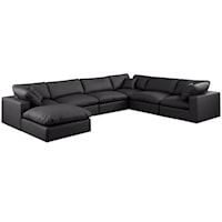 Comfy Black Faux Leather Modular Sectional